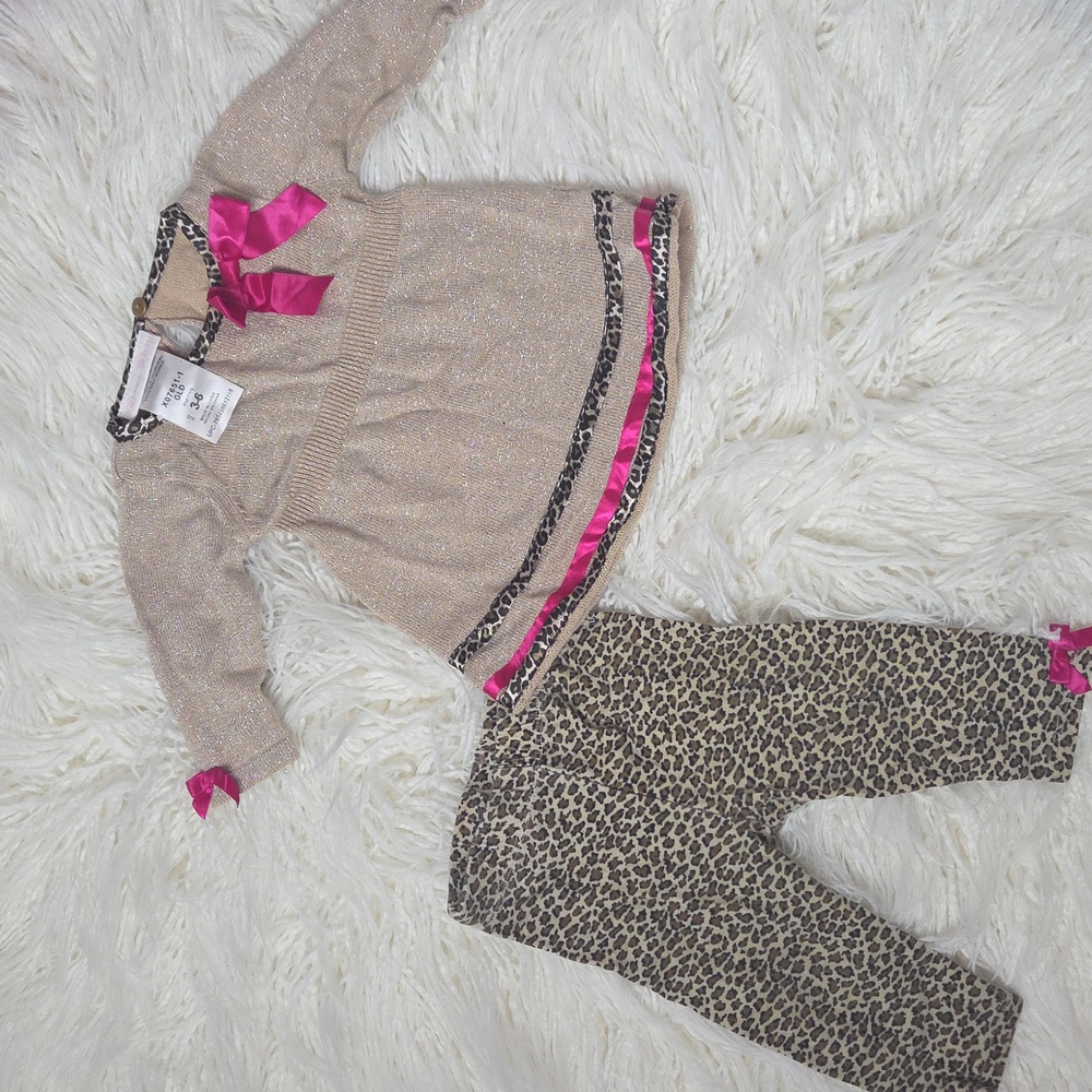 Bonnie Baby Gold and Pink Leopard Outfit